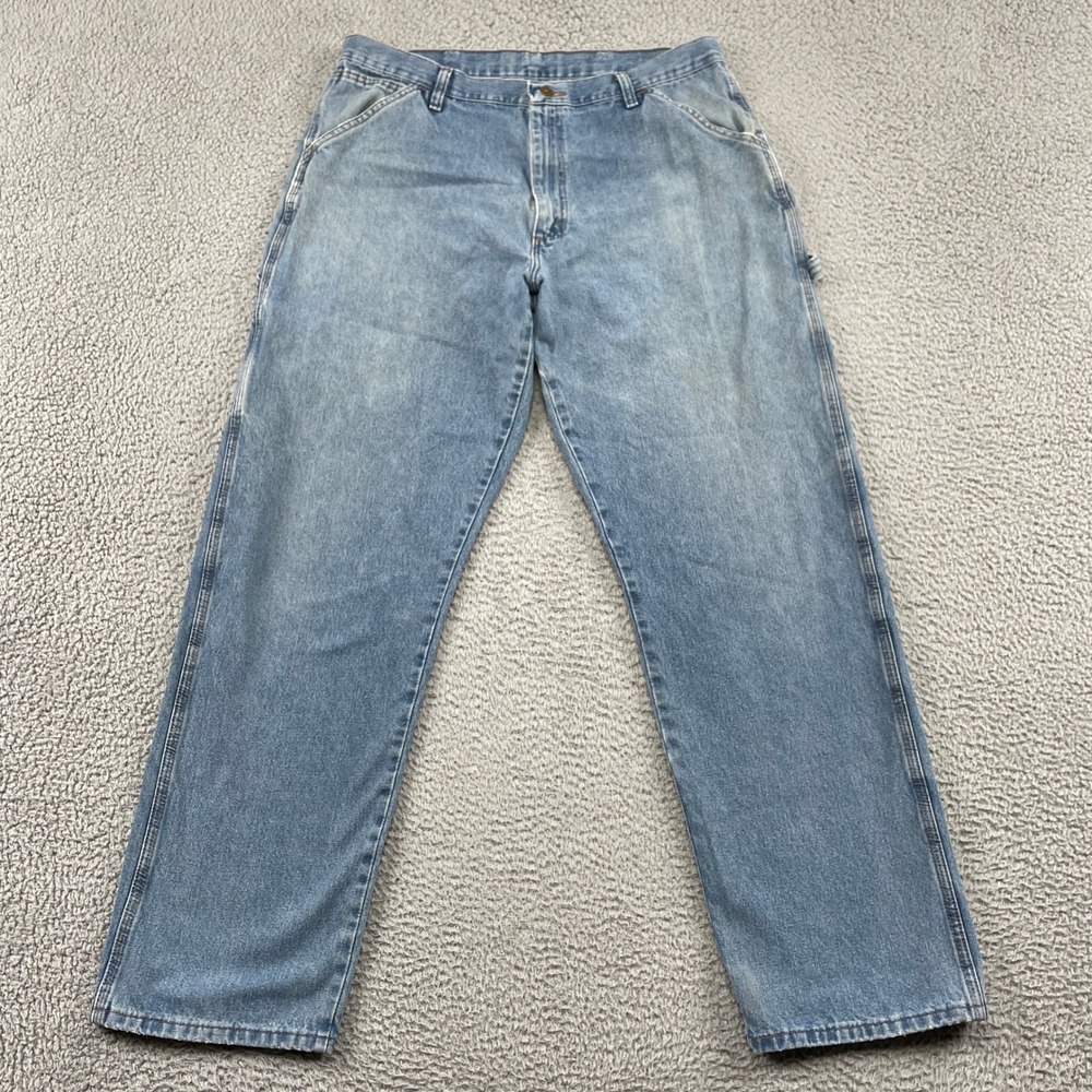 Wrangler Carpenter Jeans Mens 36x34 Blue Originals Workwear Denim Hammer Loop
